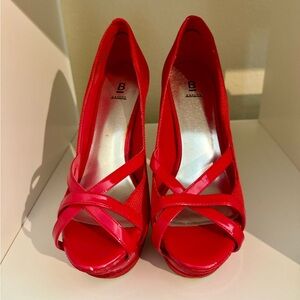 Bakers Red Peep Toe Heels